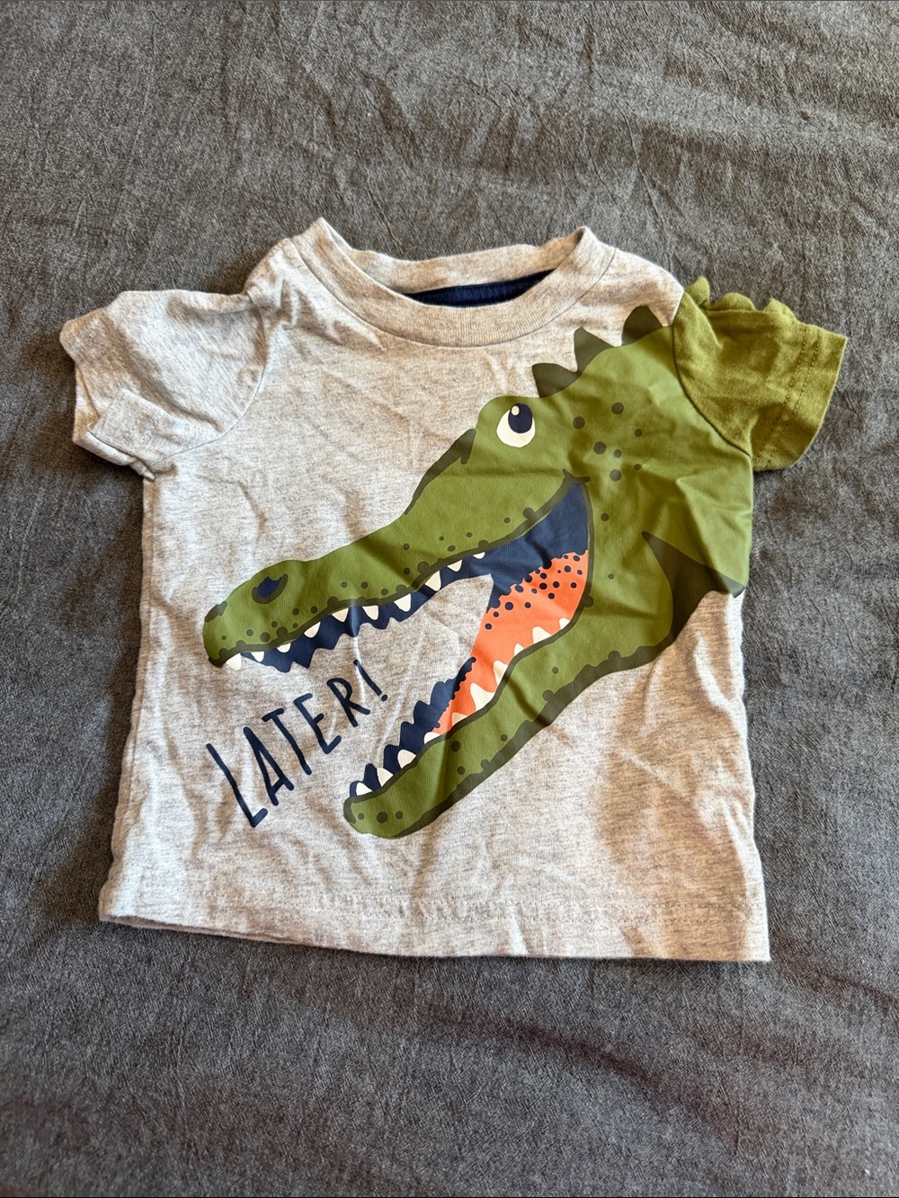 Kids' Grey Short-Sleeve Tee with Green Alligator Graphic